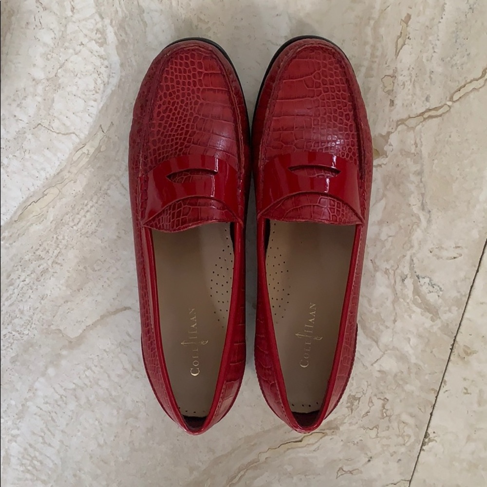 Cole Haan croc leather and patent loafers